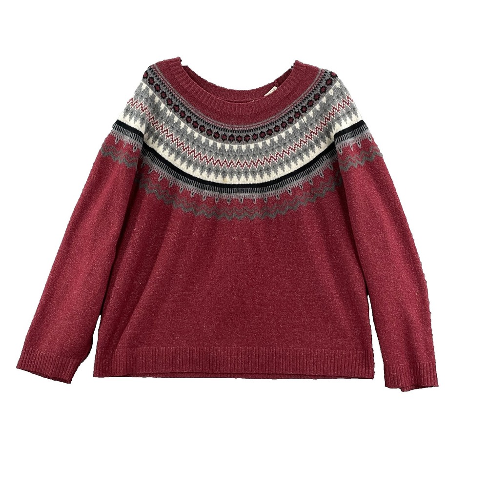Weatherproof Vintage Sweater Mens XL Red Fair Isle Pullover Crew Neck Retro Y2K